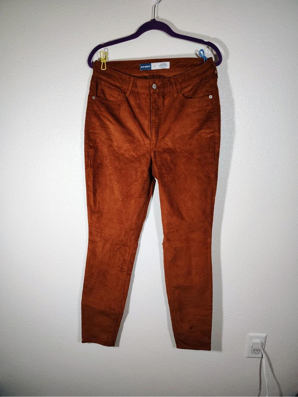 Old Navy Rockstar Corduroy Pants Womens 12 TALL Brown Super Skinny  High Rise